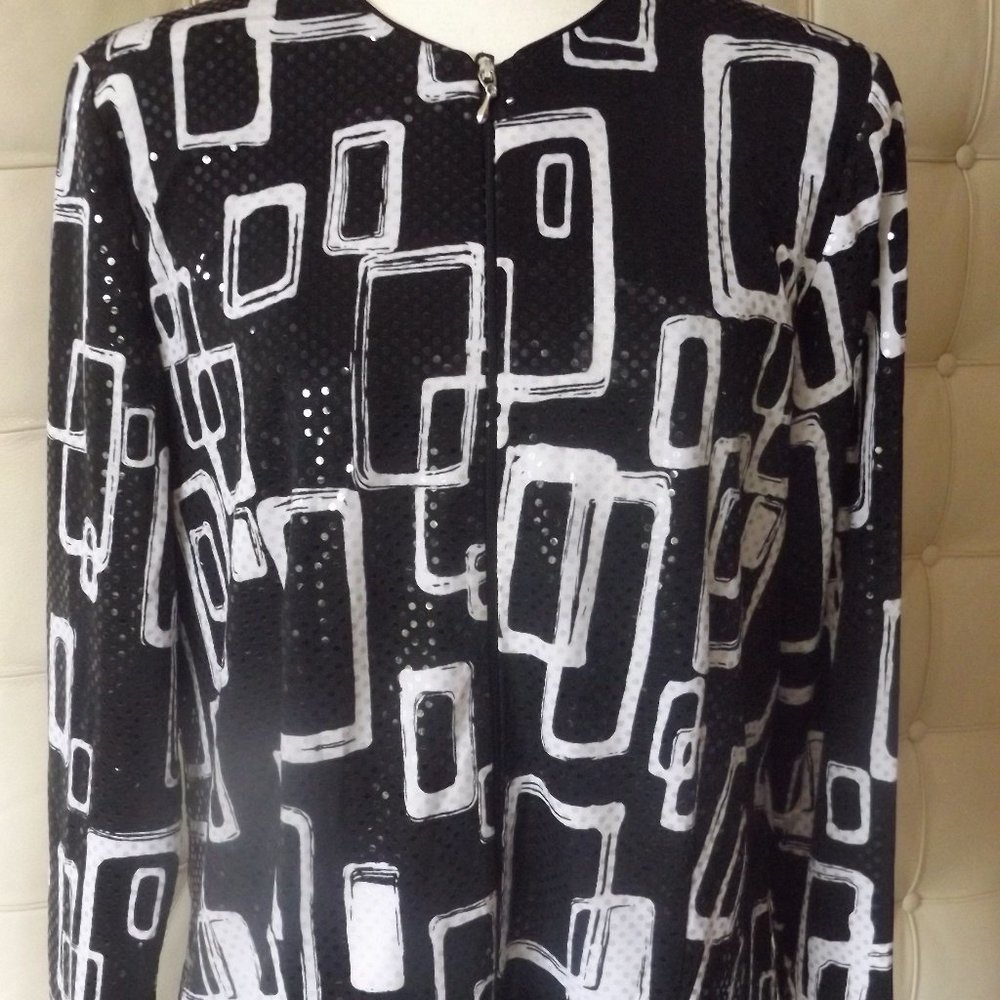Geometric Print Zip Front Jacket - image 1